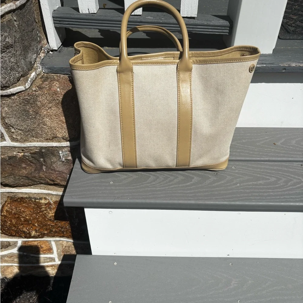 Tory Burch Beige and Tan Canvas Brooke Tote Bag - Picture 5 of 9